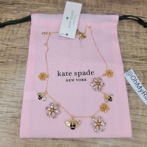 🐝Kate Spade All Abuzz Stone Bee Mini Pendant Yellow Gold Necklace NWT